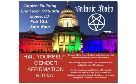 Pozvánka na "Genderový potvrzovací rituál skupiny Satanic Idaho
