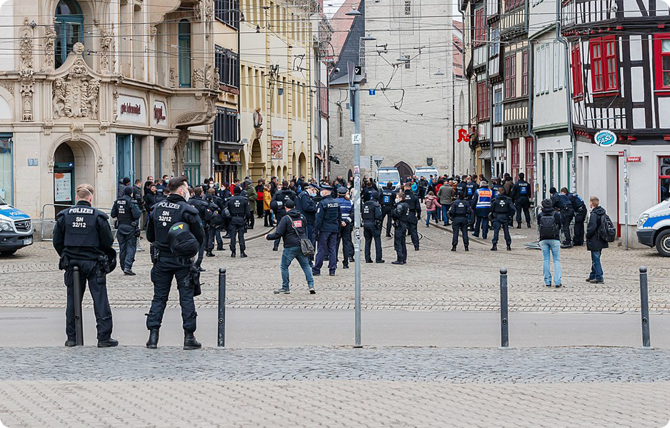 Erfurt - protesty proti koronavirové politice 2021