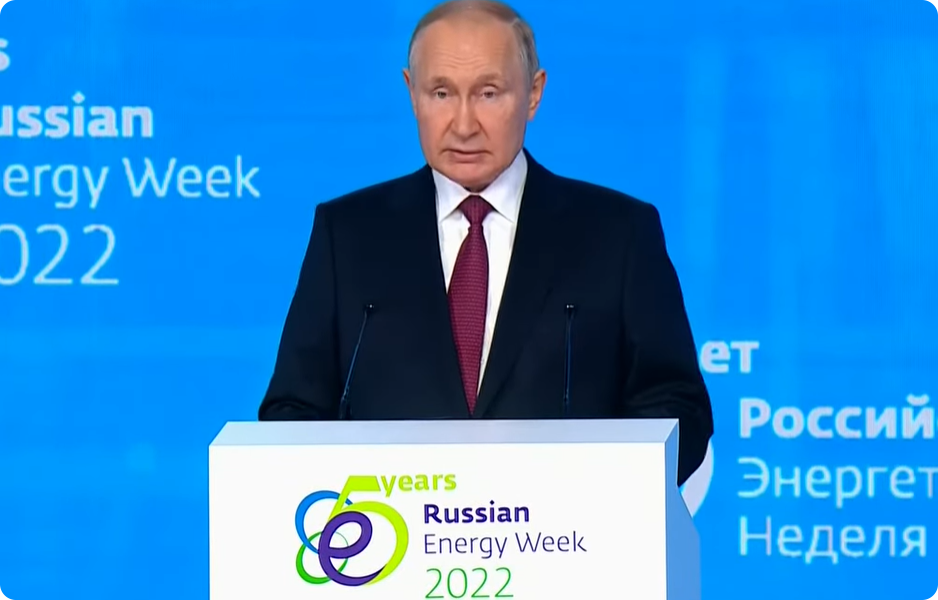 Vladimir Putin promluvil na Russian Energy Week 2022