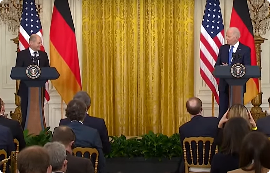 Prezident Biden se připojil k tiskové konferenci s německým kancléřem Olafem Scholzem