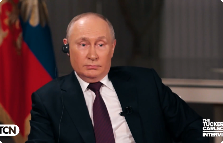 Prezident Ruské federace Vladimir Putin poskytl interview Tuckeru Carlsonovi