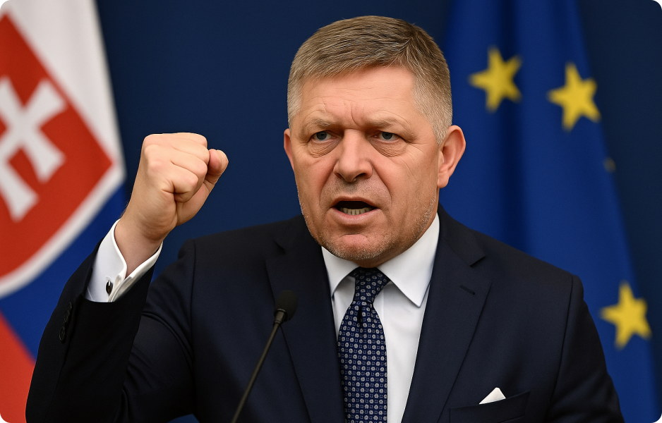 Premiér Robert Fico během tiskové konference k ústavním změnám na Slovensku