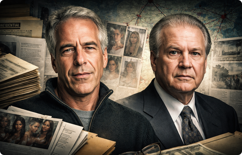 Investigativní ilustrace k tématu: prostituční síť s českými ženami, případ Ronalda Eppingera a zmínka ve spisech Jeffreyho Epsteina.